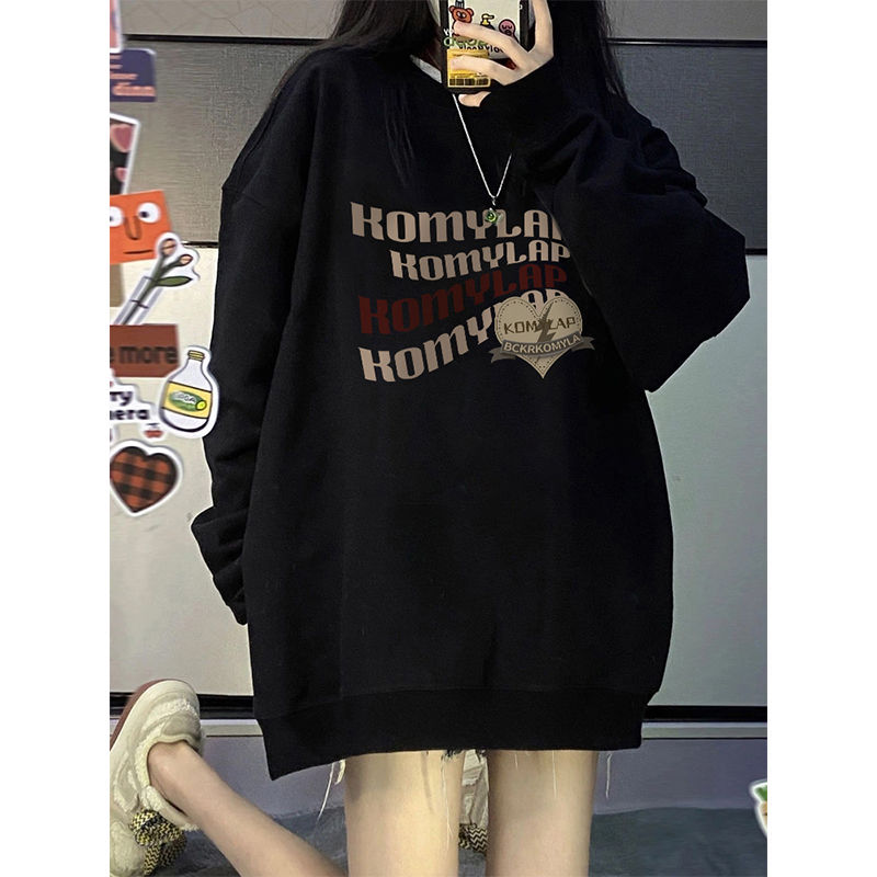 100%重磅純棉美式復古高級感衛衣女oversize2023春秋薄款情侶上衣