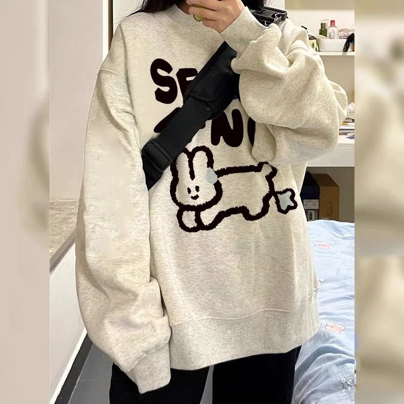 100%重磅純棉美式vintage衛衣女寬鬆休閒2023春秋薄款長袖上衣ins