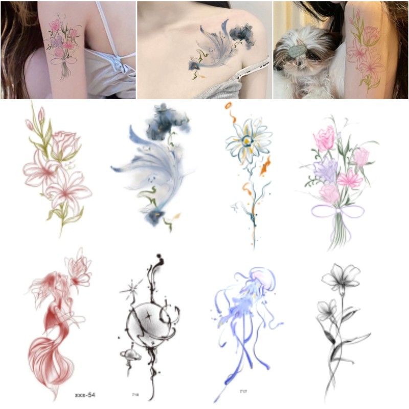 Red Butterfly Tattoo Sticker Waterproof Women's Long-lasting Flower Arm Cover Zhang Ji's Same Style Color Butterfly Sexy Covering