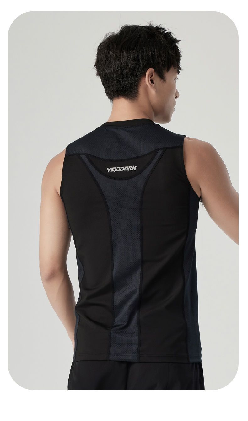 [Vidong] Basketball Uniform Professional Sports Running Tight T-Shirt Fitness Training Set Men's Sleeveless Vest Top V_voghion.com