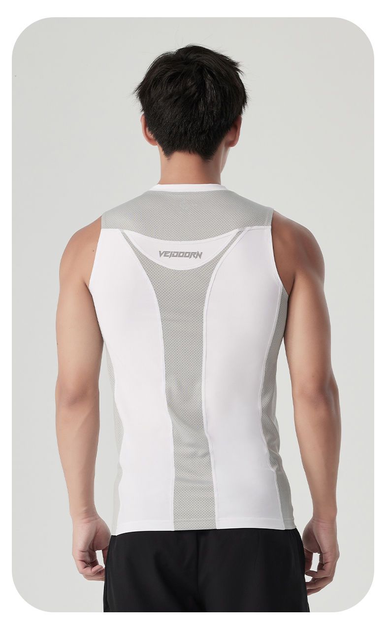 [Vidong] Basketball Uniform Professional Sports Running Tight T-Shirt Fitness Training Set Men's Sleeveless Vest Top V_voghion.com