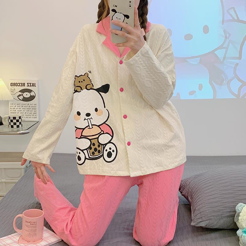 2023年新款睡衣女純棉春秋季長袖學生少女卡通套裝可愛冬天家居服