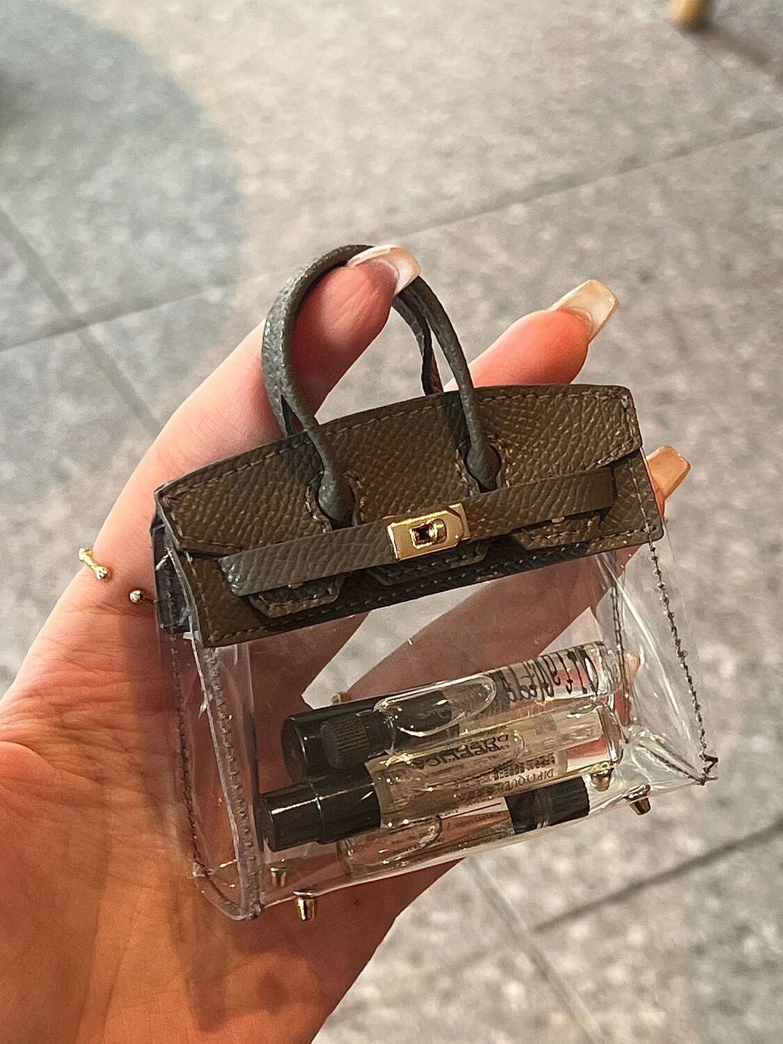 Xiaohongshu Same Mini Cute Handheld Small Bag 2023 New Small Panel Transparent Fashion Kelly Bag for Women