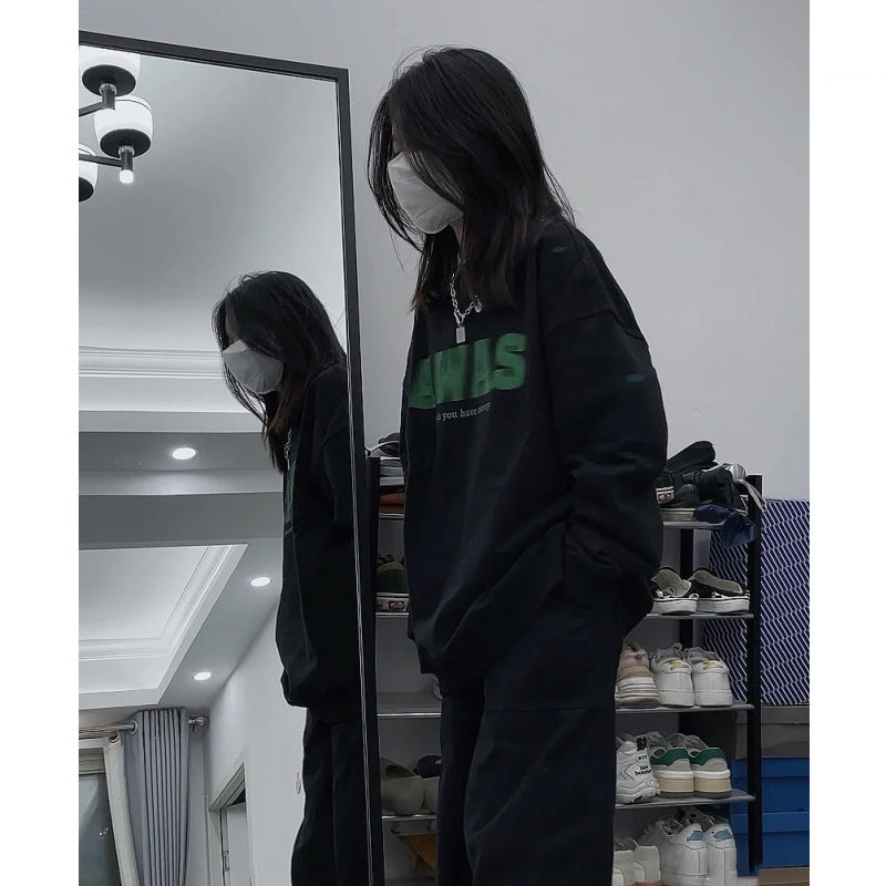 100%重磅純棉美式復古小眾高街ins潮衛衣女2023春秋薄款寬鬆上衣