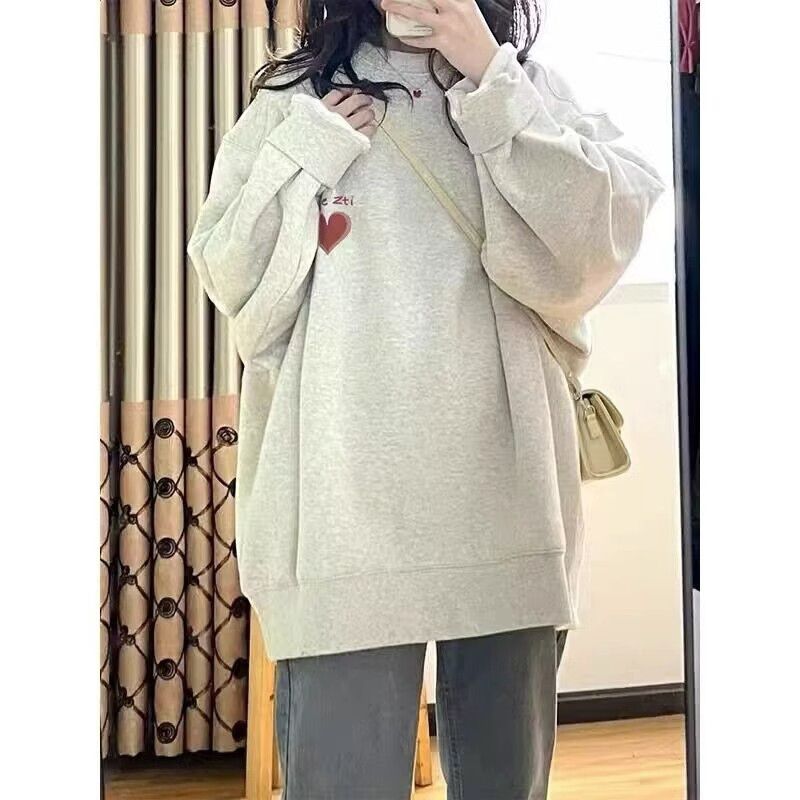 100%重磅純棉復古港風衛衣女2023春秋薄款寬鬆oversize小眾上衣潮