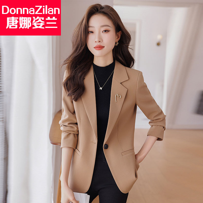 卡其色小西裝外套女小個子春秋2023新款氣質時尚百搭修身西服上衣