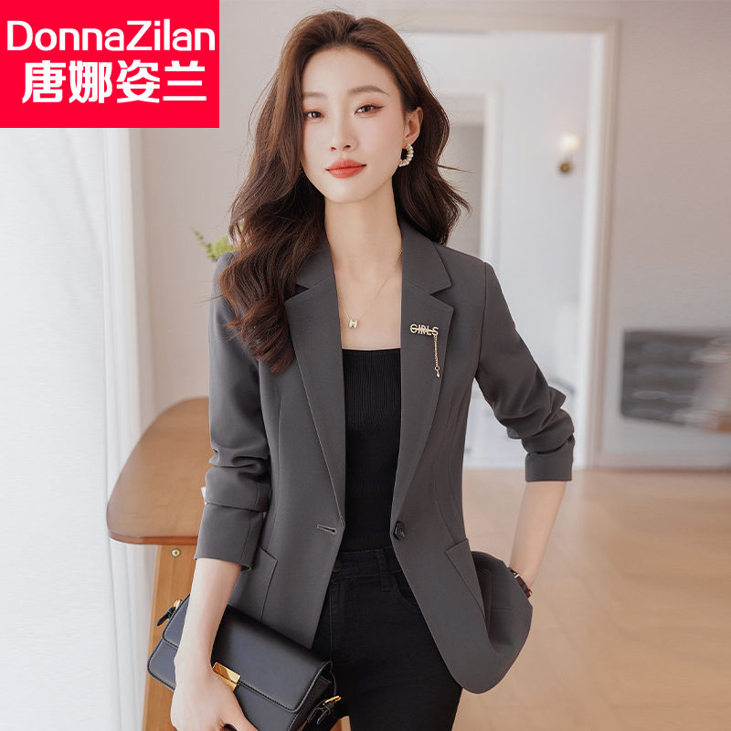 修身小西裝外套女春秋2023新款小個子職業裝氣質顯瘦休閒西服上衣