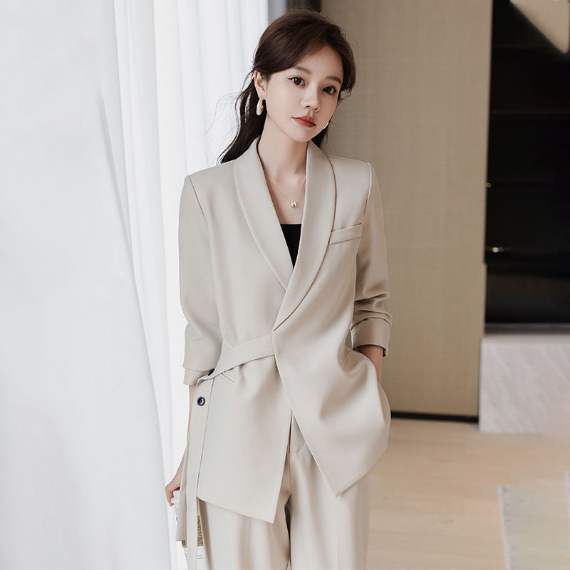 米白色西裝外套女秋季2023新款設計感小眾氣質職業正裝小西服套裝