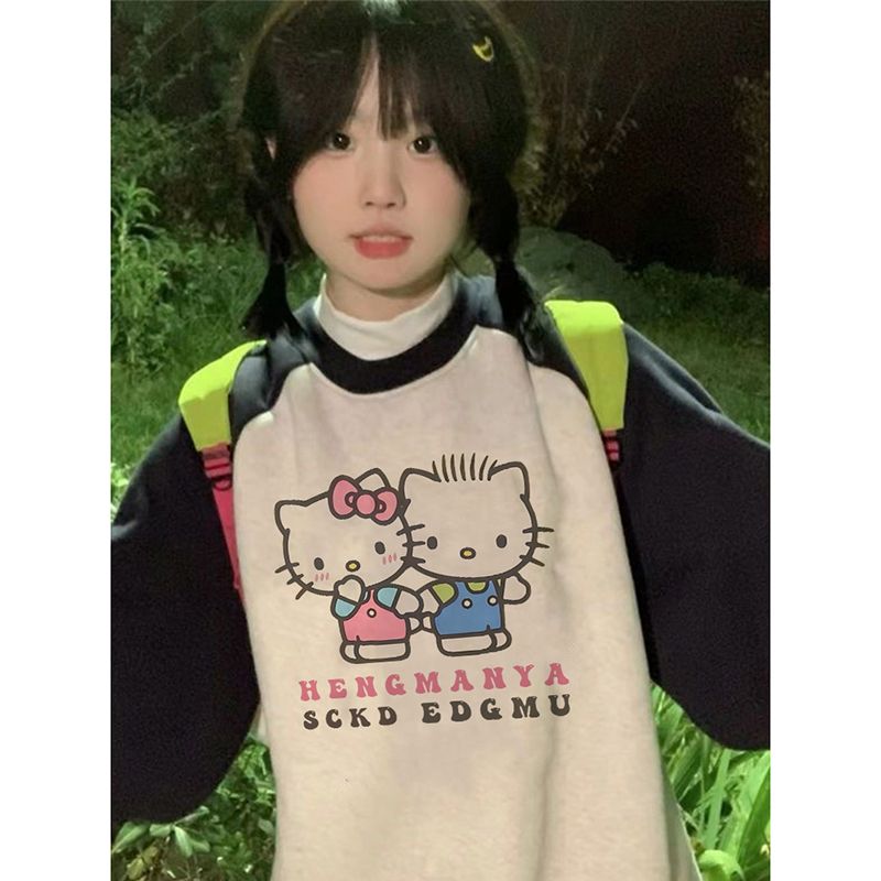 100%重磅純棉衛衣女ins潮牌2023春秋薄款百搭設計感美式寬鬆上衣