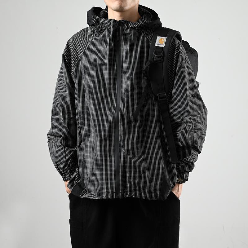 XGI Japanese style hooded jacket men's autumn trendy outdoor casual functional jacket black versatile loose jacket