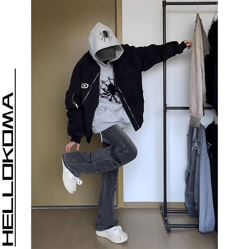 Giacca da baseball Bomber ampio da uomo autunno moda americana vintage haute couture_voghion.com