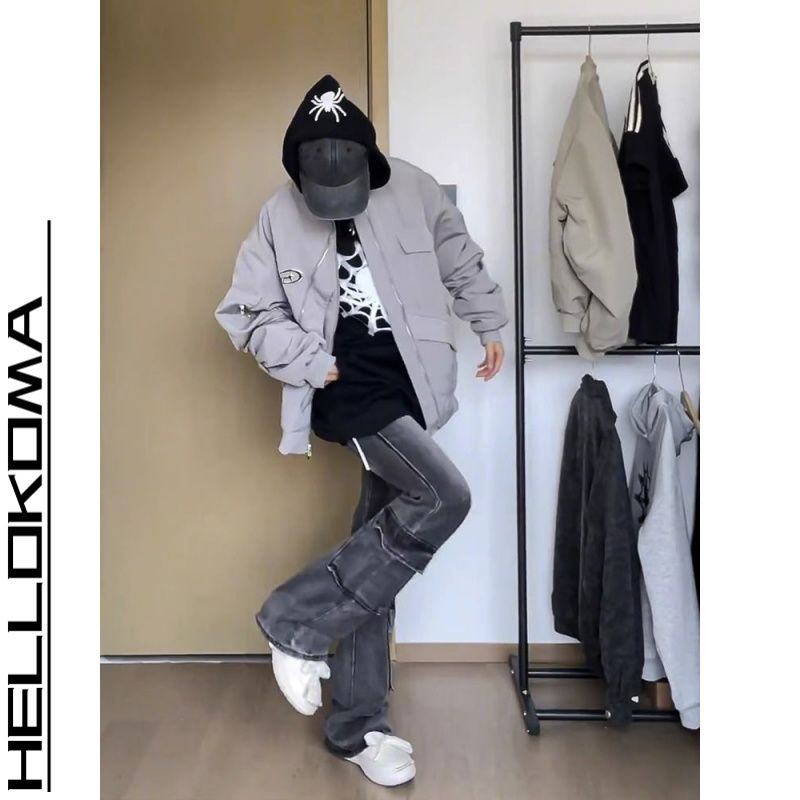 Giacca da baseball Bomber ampio da uomo autunno moda americana vintage haute couture_voghion.com