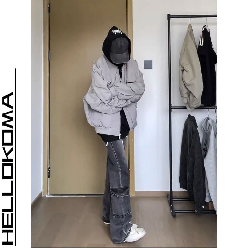 Giacca da baseball Bomber ampio da uomo autunno moda americana vintage haute couture_voghion.com