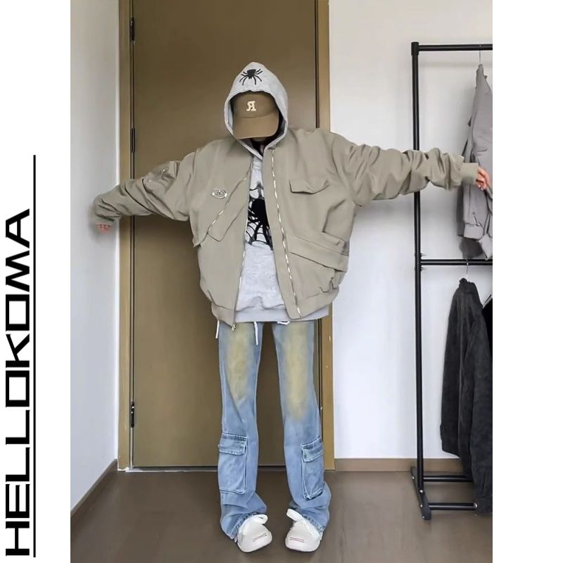 Giacca bomber uomo vintage stile americano baseball oversize moda_voghion.com