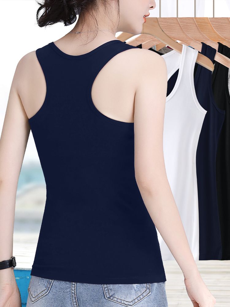 Tibetan blue work-shaped vest women's summer slim u-neck cotton vest bottoming sling outerwear yoga clothing beautiful back top