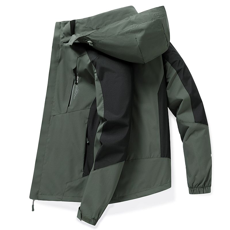 山系衝鋒衣外套男春秋季2023新款潮牌工裝戶外登山服男士連帽夾克