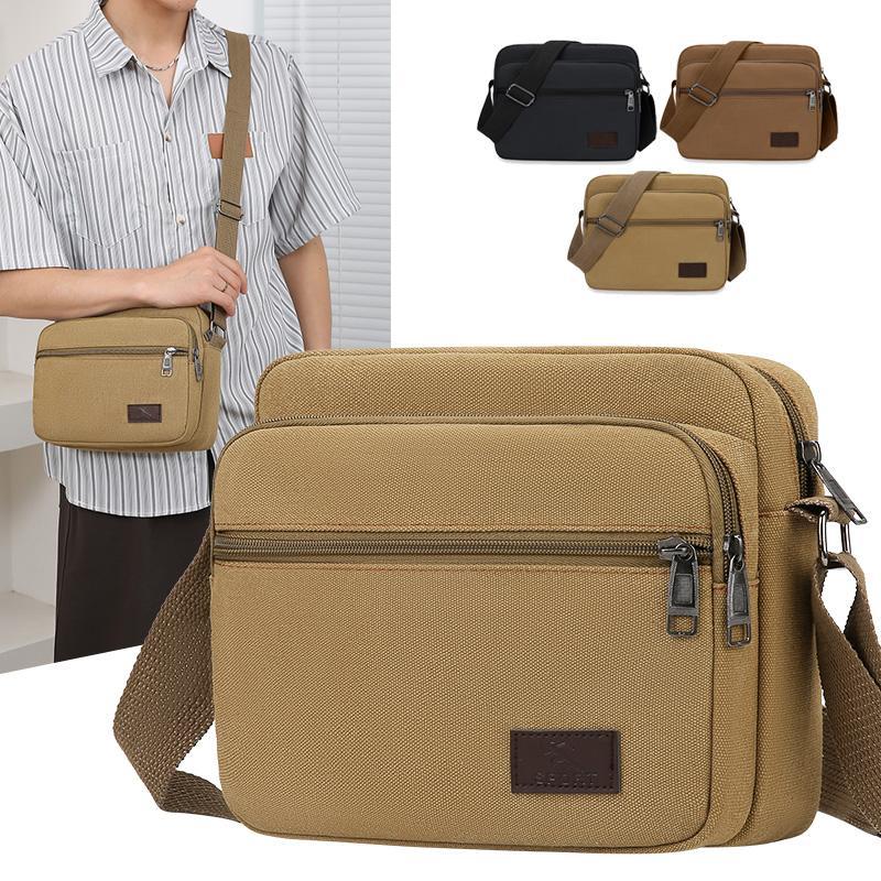  Shoulder Bag Men's Korean Style Fashion Crossbody Bag Trendy Brand Men's Bag Casual Horizontal Large Capacity Backpack Canvas