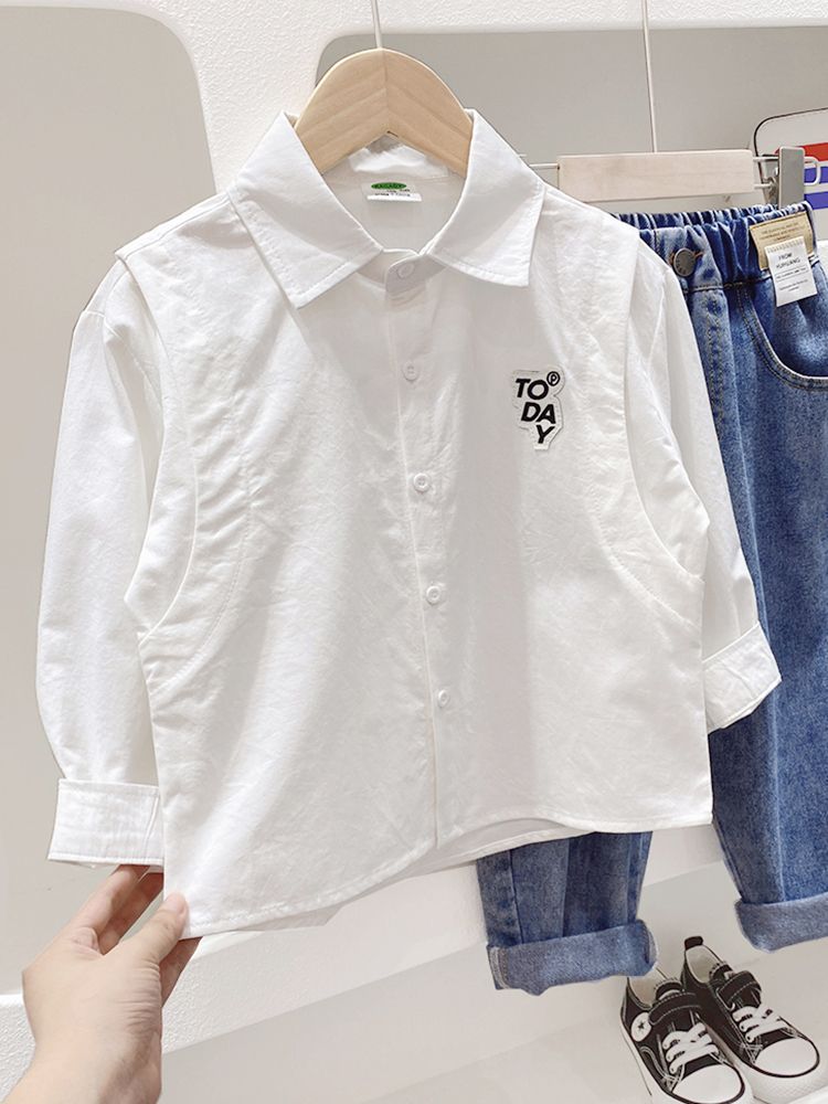 Boys' shirts  spring and autumn new style small and medium-sized children's cotton boys' long-sleeved shirts, fashionable autumn clothing