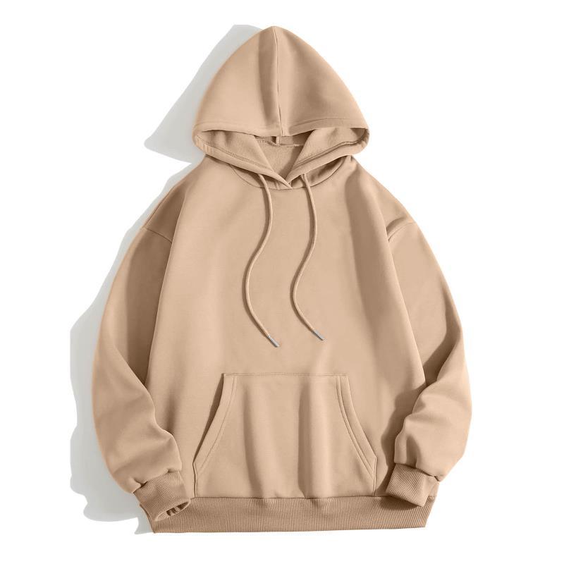2024 autumn and winter new loose fit hooded solid color hoodie casual couple's shirt_voghion.com
