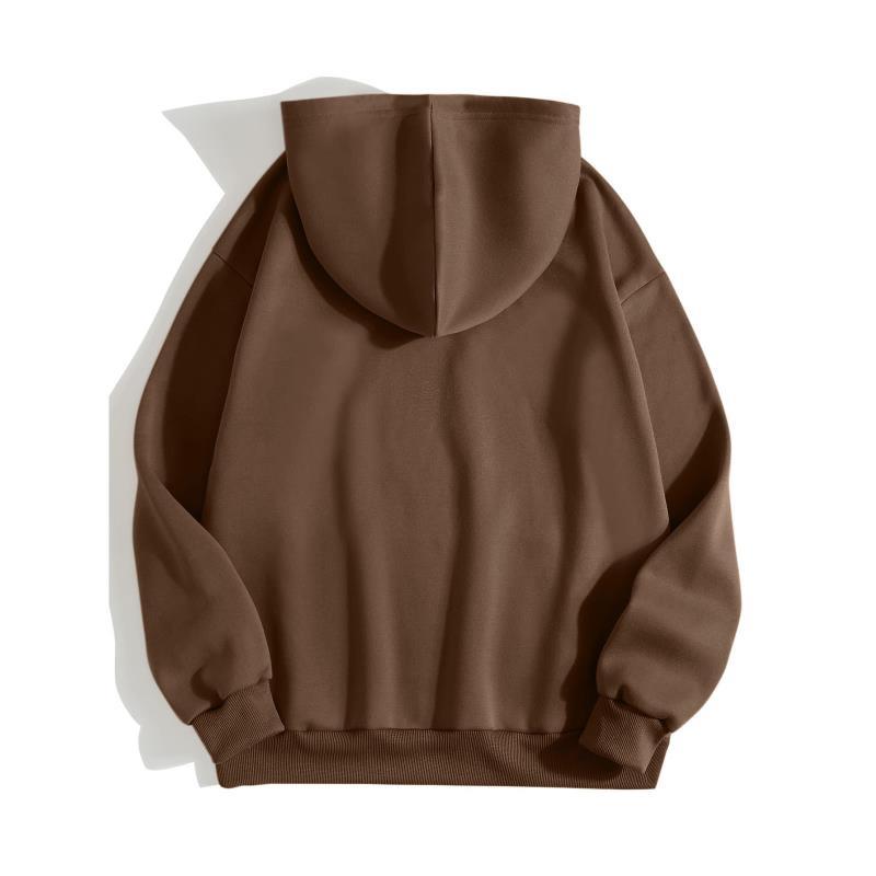 2024 autumn and winter new loose fit hooded solid color hoodie casual couple's shirt_voghion.com