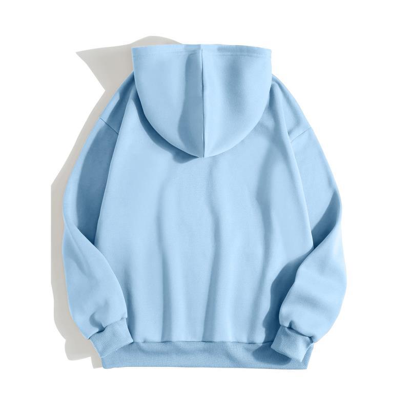 2024 autumn and winter new loose fit hooded solid color hoodie casual couple's shirt_voghion.com
