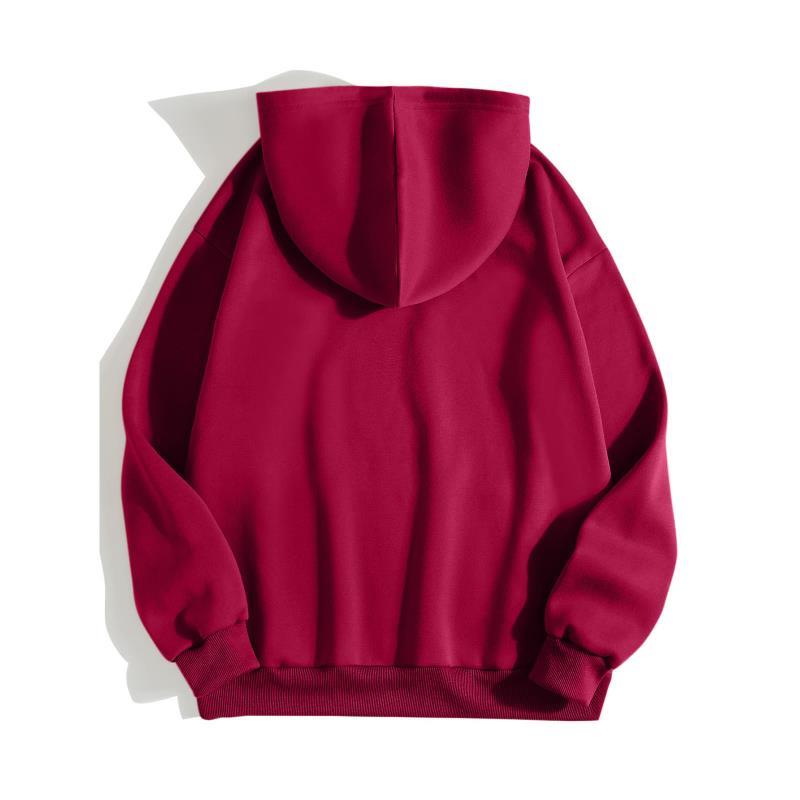 2024 autumn and winter new loose fit hooded solid color hoodie casual couple's shirt_voghion.com