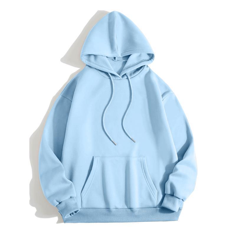 2024 autumn and winter new loose fit hooded solid color hoodie casual couple's shirt_voghion.com