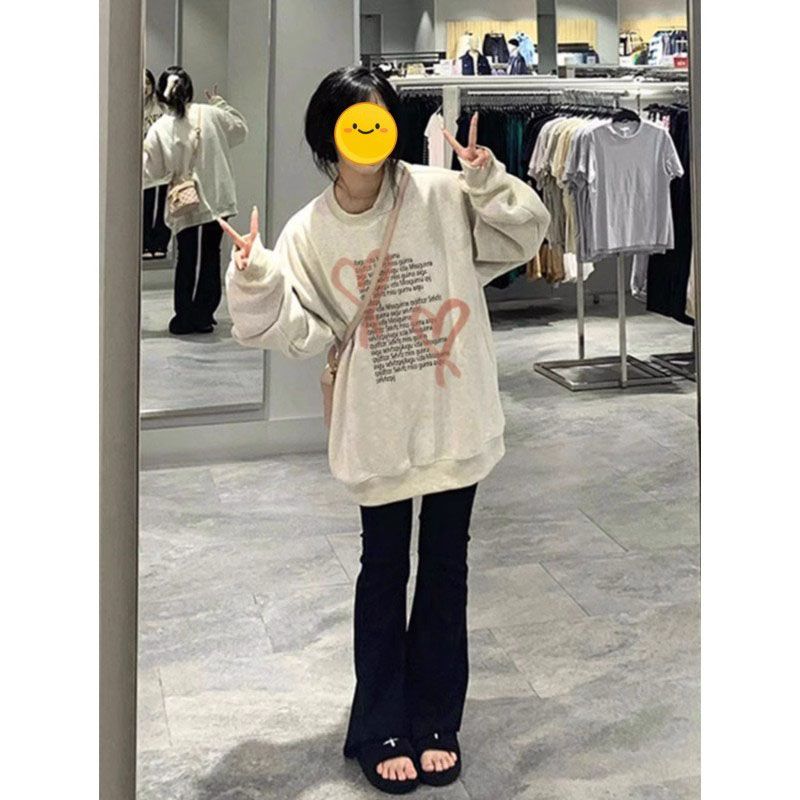 100%重磅純棉連帽衛衣女爆款美式復古2023春秋薄款上衣寬鬆外套潮