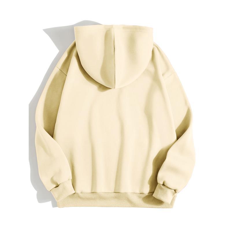 2024 autumn and winter new loose fit hooded solid color hoodie casual couple's shirt_voghion.com