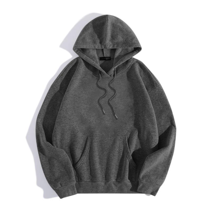 2024 autumn and winter new loose fit hooded solid color hoodie casual couple's shirt_voghion.com