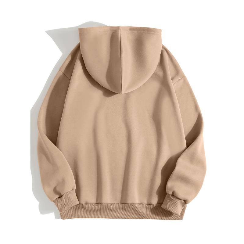 2024 autumn and winter new loose fit hooded solid color hoodie casual couple's shirt_voghion.com