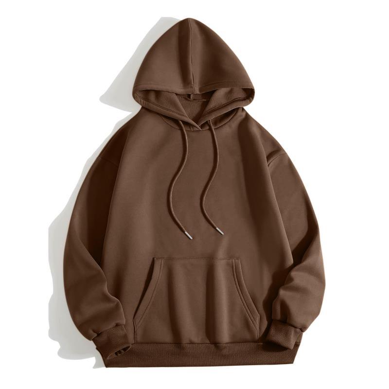 2024 autumn and winter new loose fit hooded solid color hoodie casual couple's shirt_voghion.com