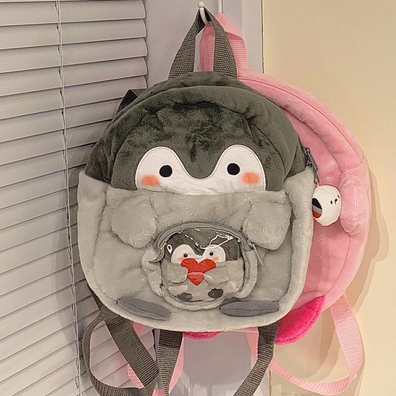 Penguin cartoon backpack female cute jk girl backpack doll bag pain bag doll plush mini small school bag
