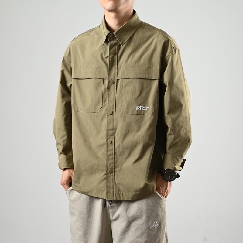 XGI Japanese retro trendy brand versatile original simple embroidered men's shirt loose retro niche shirt autumn trend