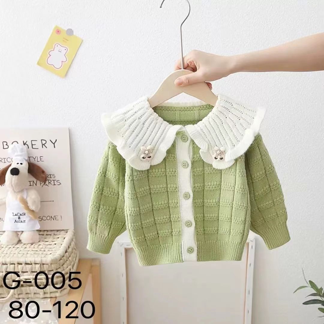 宝宝毛衣开衫时髦洋气小童秋装儿童2023新款婴女童针织外套荷叶边
