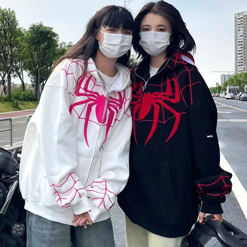 100% heavyweight cotton American trendy brand design Spider-Man jacket for men and women hooded sweatshirt 2023 spring and autumn thin section