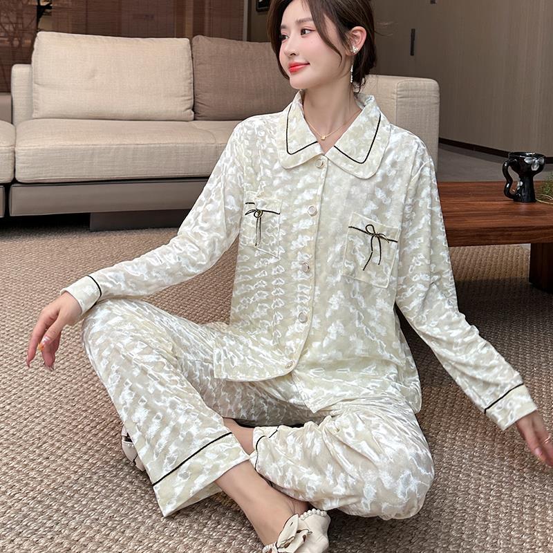 金絲絨睡衣女春秋季2023年新款網紅爆款可外穿家居服秋冬款套裝