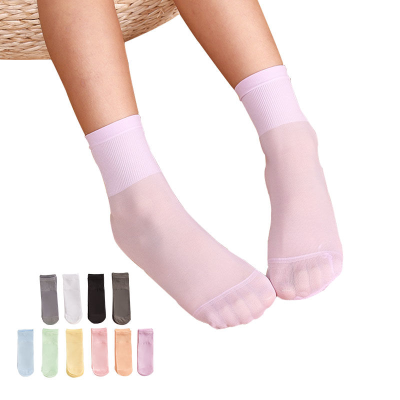 儿童丝袜夏季薄款白色宝宝短袜女童男童学生袜子水晶丝袜网眼糖果