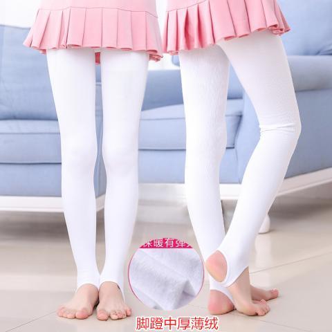 兒童襪子秋冬季中厚加絨保暖舞蹈襪女童寶寶踩腳白色打底練功褲襪