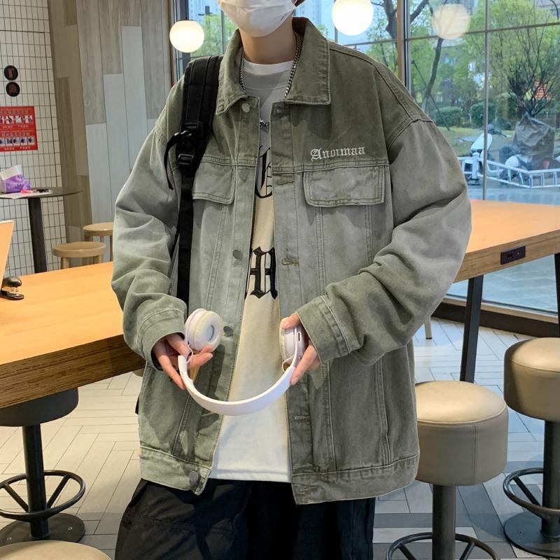 美式復古情侶牛仔外套春秋季潮牌漸變做舊上衣寬鬆痞帥工裝夾克男