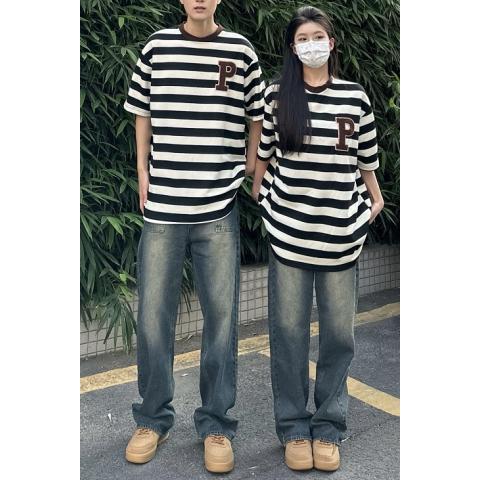 Vibe style American retro washed distressed denim trousers high street straight loose and versatile nostalgic style couple style