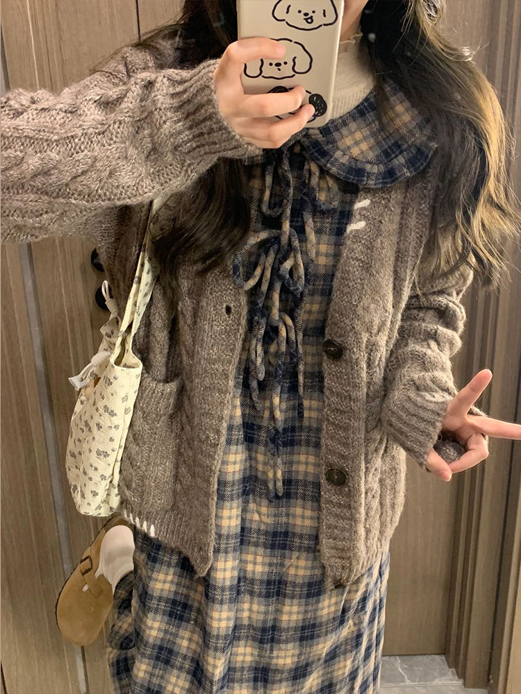 法式小香風溫柔軟糯針織開衫外套女秋冬新款可愛洋氣慵懶小眾毛衣