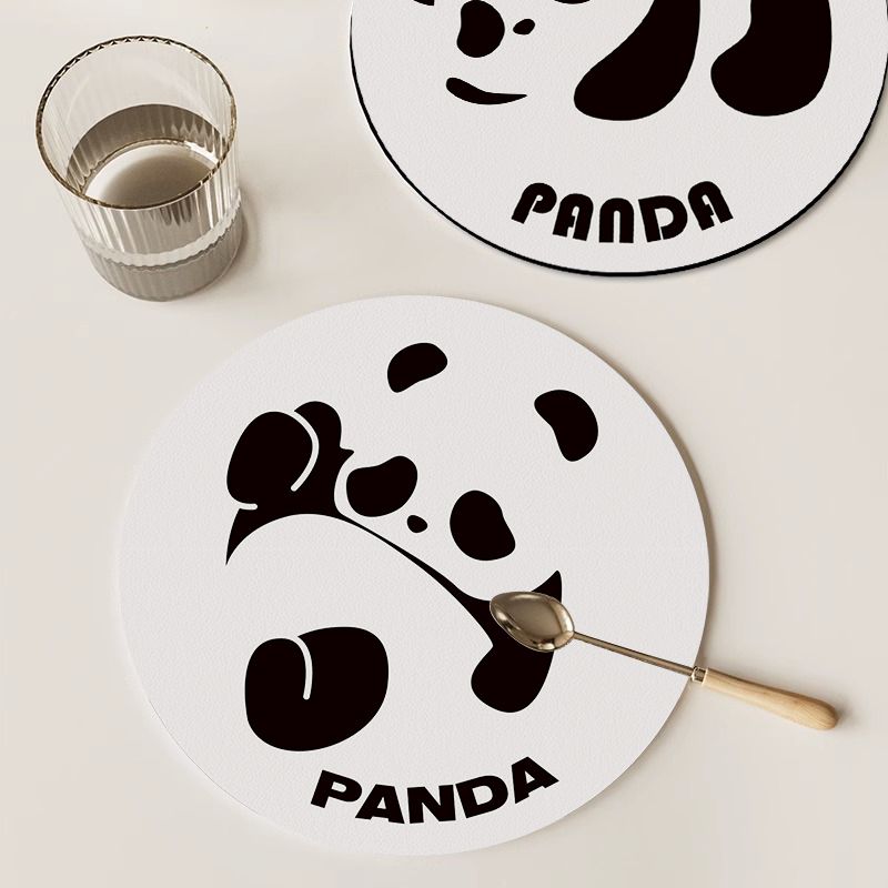 可爱熊猫防水防油免洗隔热软垫餐桌垫防烫锅垫圆形杯垫防滑餐盘垫