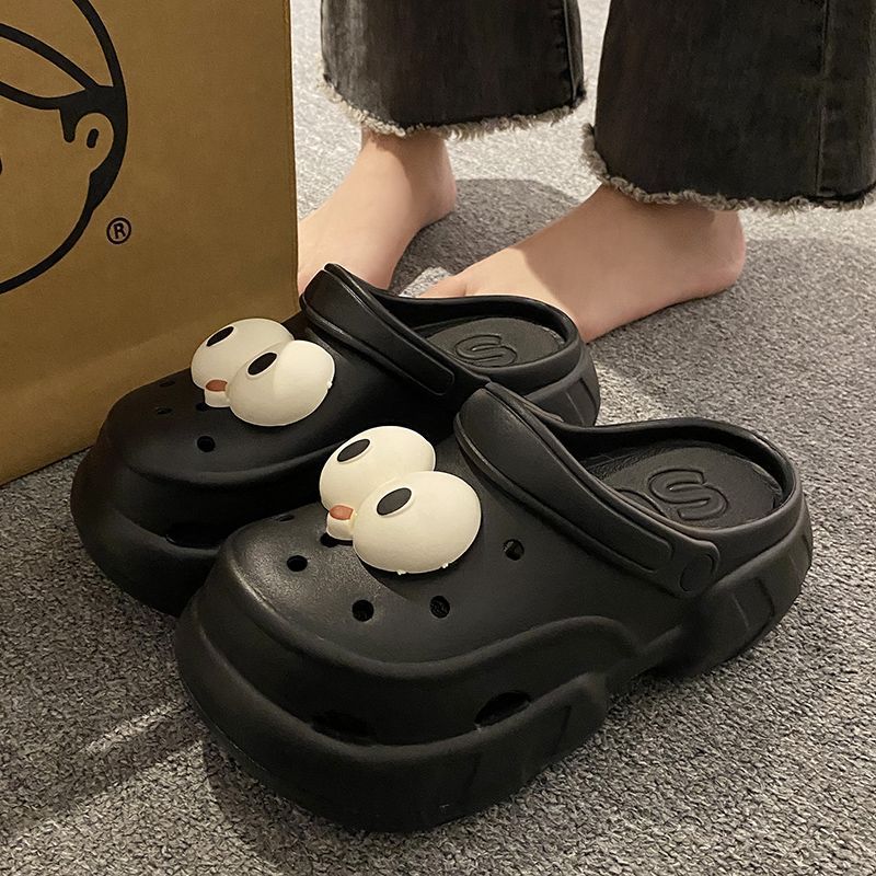 洞洞鞋女士夏季外穿防滑踩屎感兩用拖鞋運動休閒增高包頭沙灘涼鞋