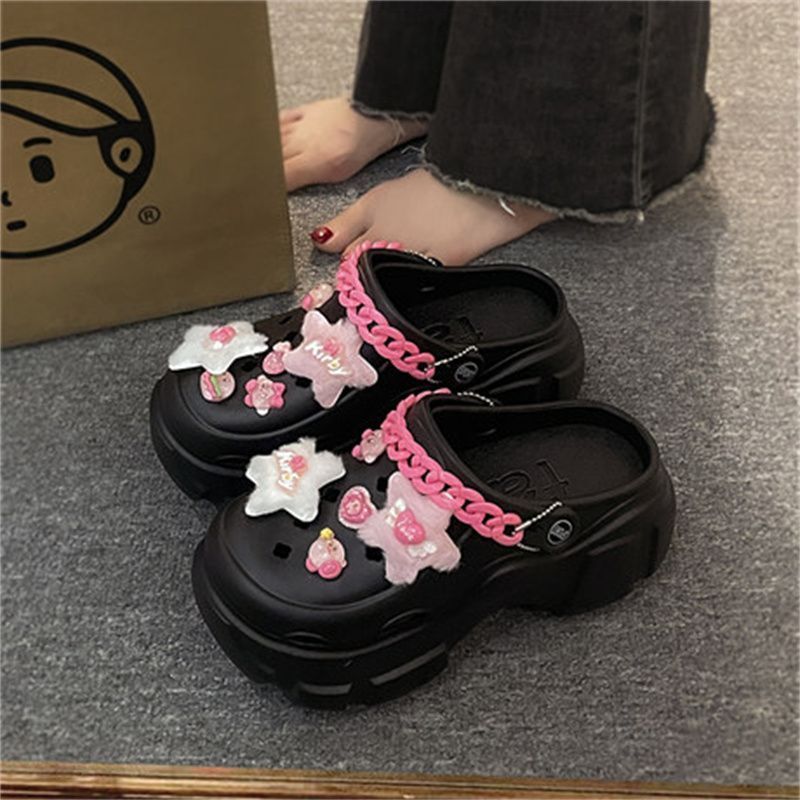 Croc Shoes Women's Summer Outerwear Fashion Straps 2023 New Internet Celebrity Thick Sole Increased Beach Anti-Slip Baotou Sandals