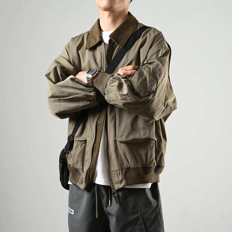XGI American work jacket men's autumn new bomber jacket outdoor functional multi-pocket lapel coat trendy