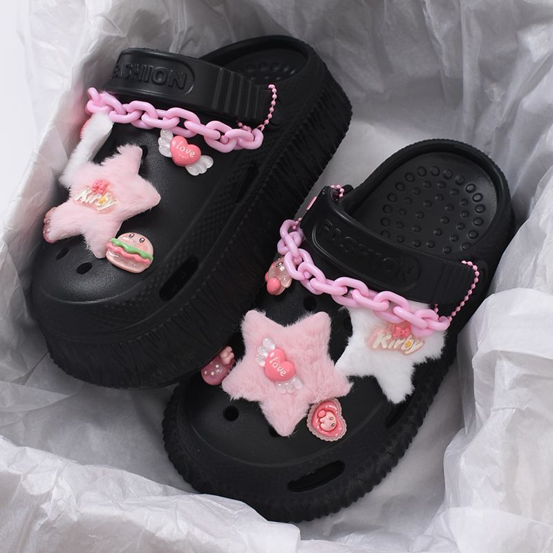 [EVA anti-slip and deodorant]  new style hole shoes slippers female outerwear student dormitory thick-soled sandals and slippers