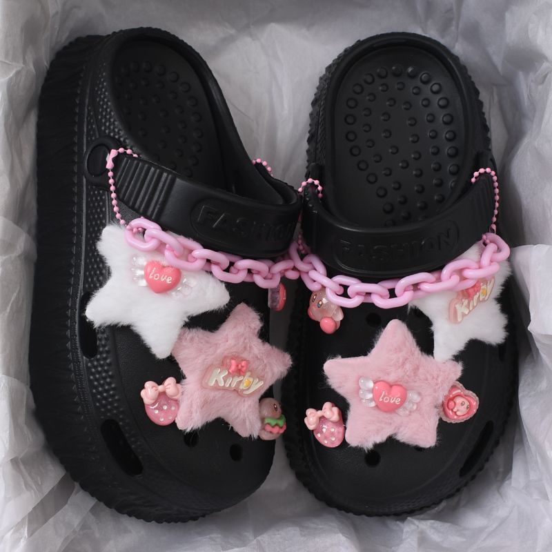 [EVA anti-slip and deodorant]  new style hole shoes slippers female outerwear student dormitory thick-soled sandals and slippers