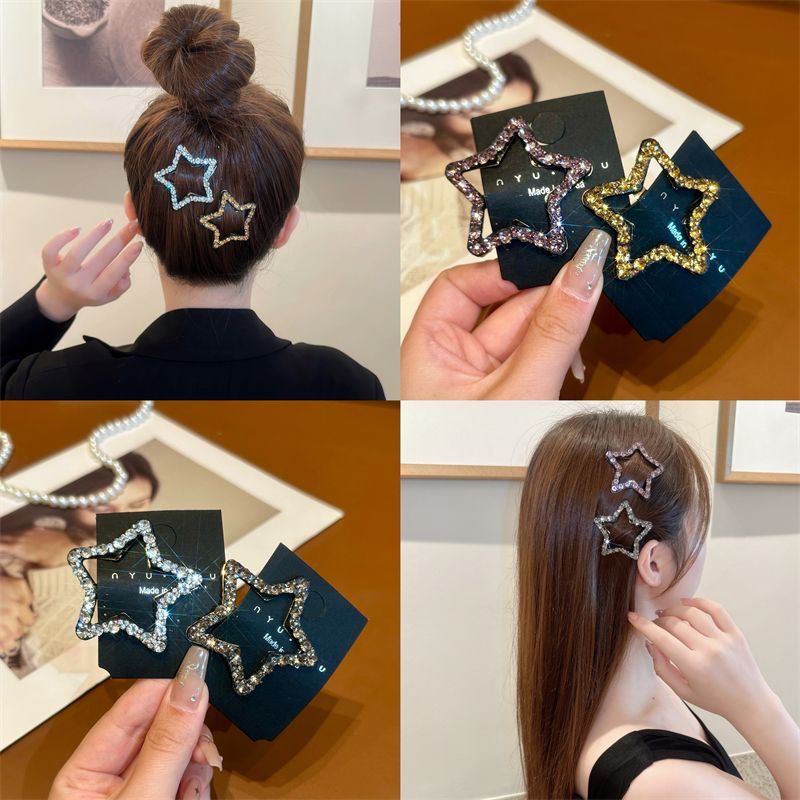 抖音爆款氣質款星星閃閃水鑽髮夾網紅邊夾劉海後腦勺超仙女BB夾女