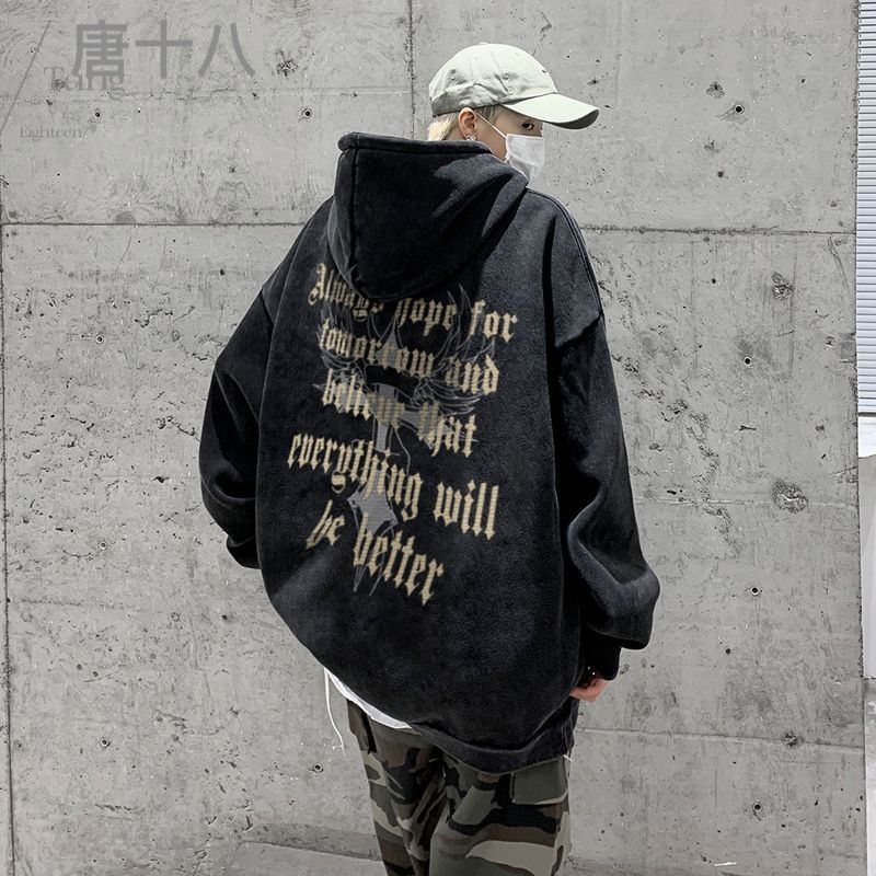 歐美重磅硬挺衛衣男ins潮牌連帽衫外套復古美式hiphop西海岸上衣